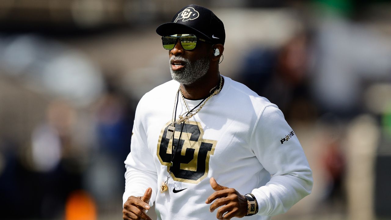 Colorado Buffaloes head coach Deion Sanders before the spring game at Folsom Field.