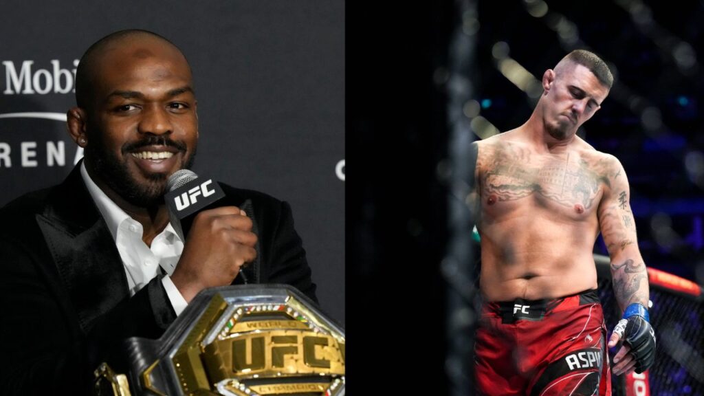 Jon Jones (L), Tom Aspinall (R)