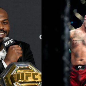 Jon Jones (L), Tom Aspinall (R)