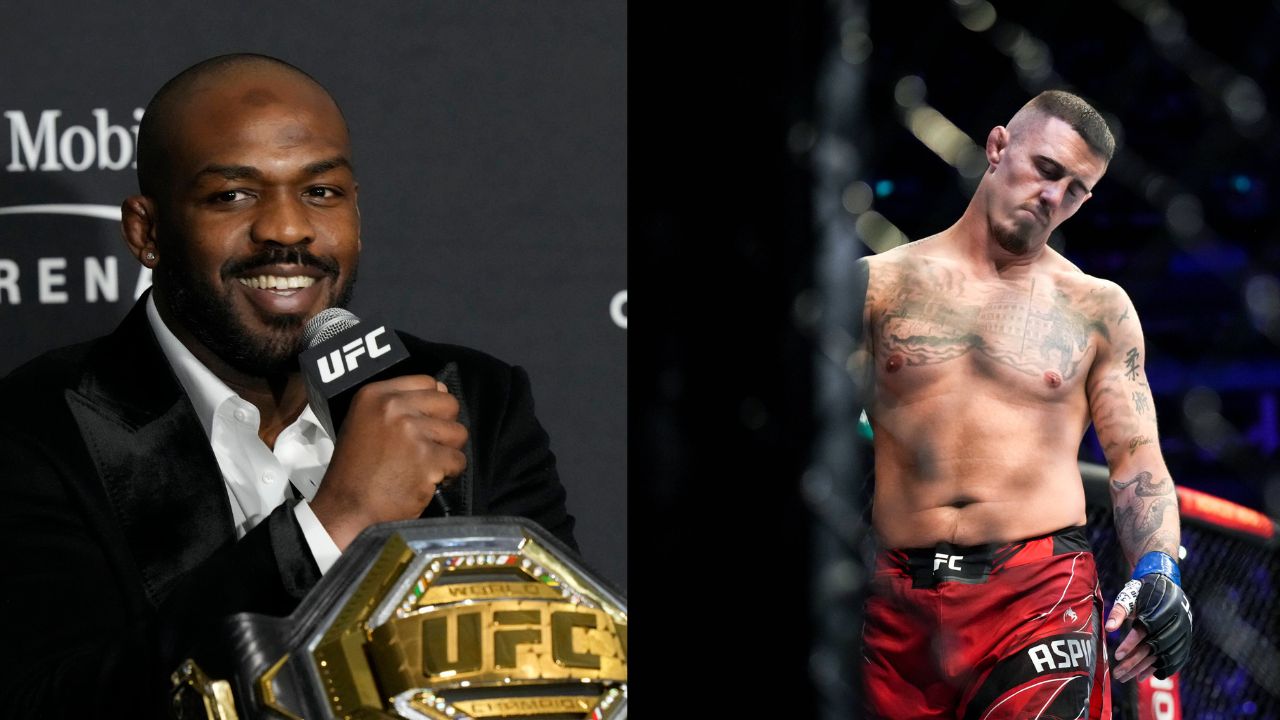 Jon Jones (L), Tom Aspinall (R)