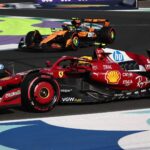 F1 Saudi Arabian Grand Prix 2025 Practice 3 And Qualifying Lewis Hamilton of Ferrari and Lando Norris of McLaren during third practice ahead of the Formula 1 Saudi Arabian Grand Prix at Jeddah Corniche Circuit in Jeddah, Saudi Arabia on April 19, 2025