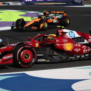 F1 Saudi Arabian Grand Prix 2025 Practice 3 And Qualifying Lewis Hamilton of Ferrari and Lando Norris of McLaren during third practice ahead of the Formula 1 Saudi Arabian Grand Prix at Jeddah Corniche Circuit in Jeddah, Saudi Arabia on April 19, 2025