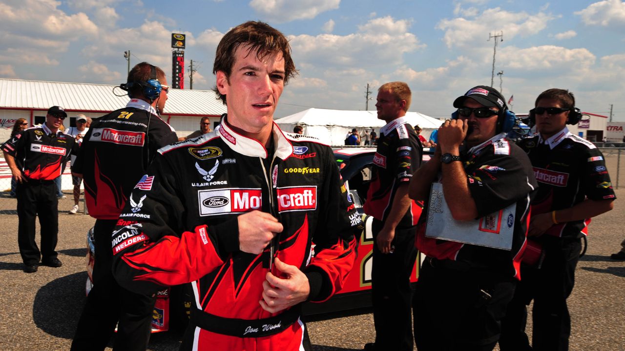 Former NASCAR Sprint Cup Series driver Jon Wood during qualifying for the Amp Energy 500 at the Talladega Superspeedway.