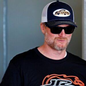 NASCAR team owner Dale Earnhardt Jr. during practice for the Daytona 500 at Daytona International Speedway.