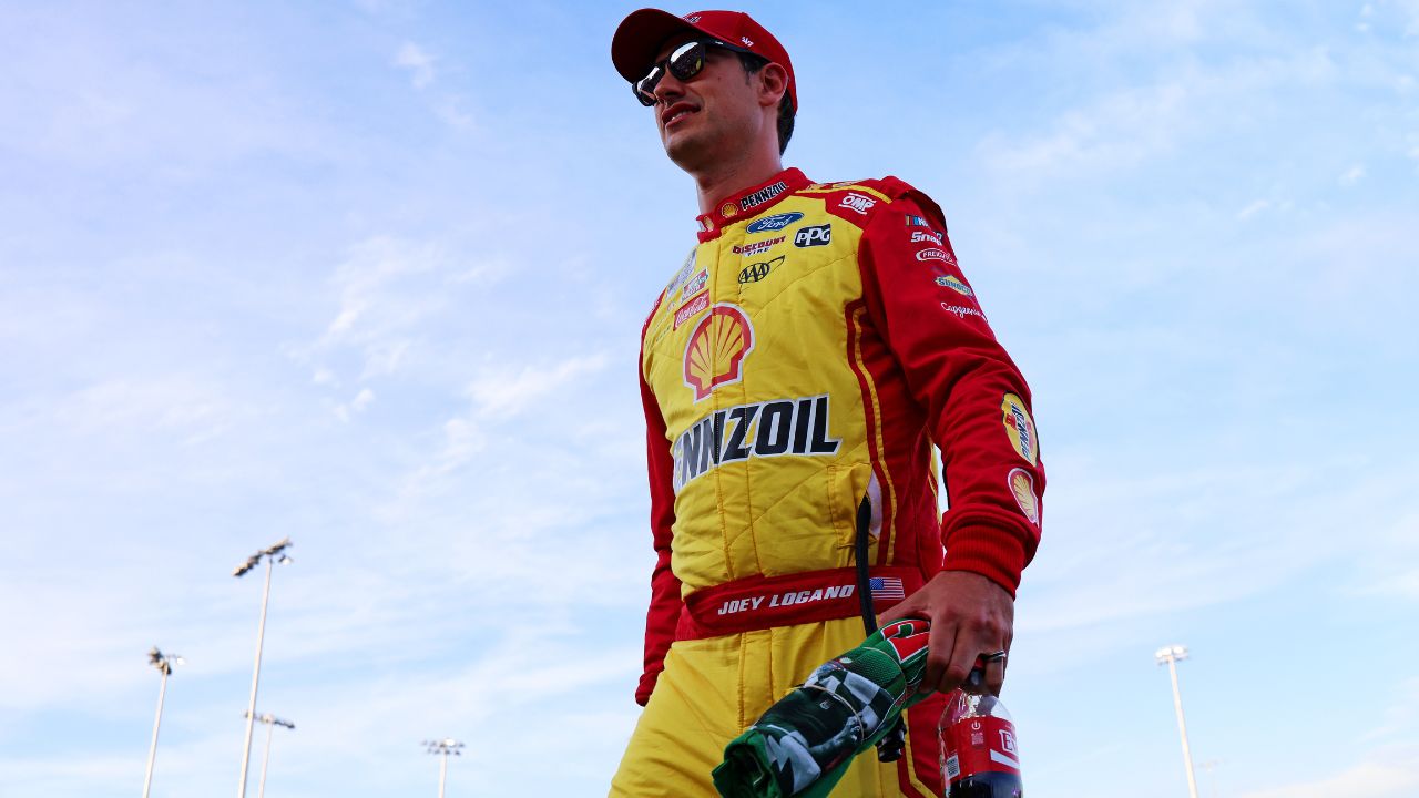 NASCAR Cup Series driver Joey Logano (22) is introduced before the NASCAR All-Star Open at North Wilkesboro Speedway.