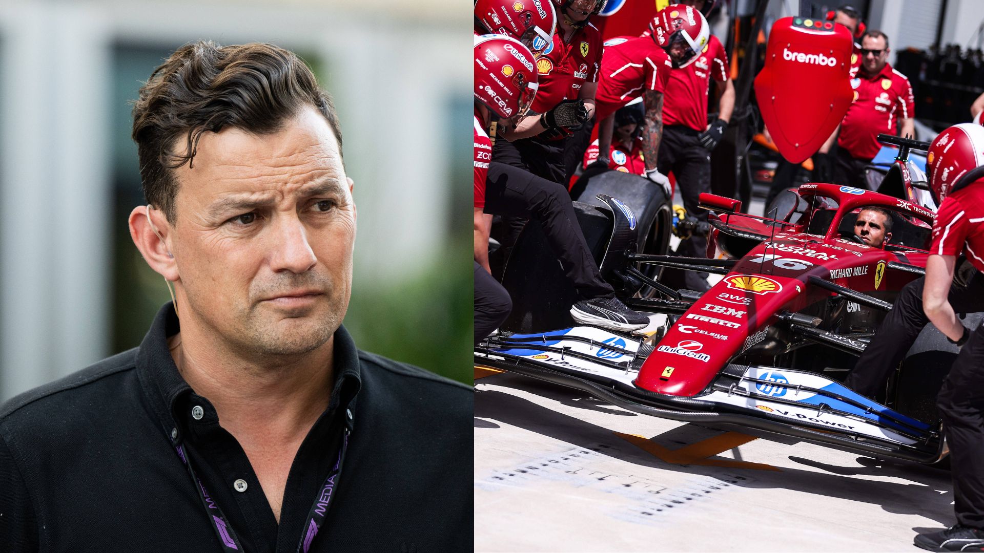 Will Buxton (L) and Ferrari's SF-25 in Miami (R)