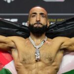 Belal Muhammad during the ceremonial weigh-ins during the UFC 304 event at Co-op Etihad Campus, SportCity, England on the 26 July 2024