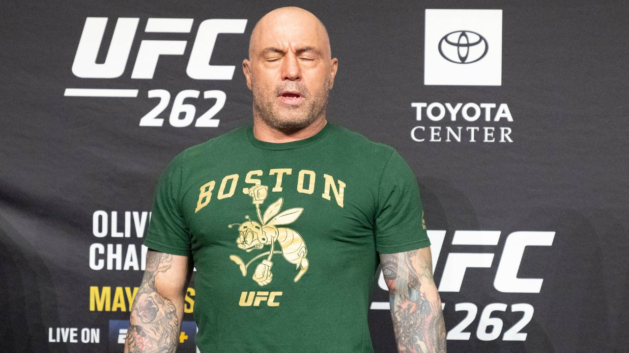 Fight Commentator and Podcast host Joe Rogan at the Ceremonial Weigh-Ins at the George R. Brown Convention Center of UFC 262 Olivera vs. Chandler.