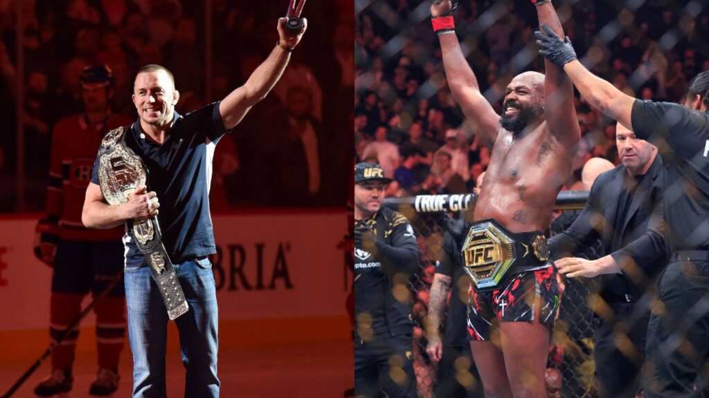 Georges St-Pierre (L) and Jon Jones (R)