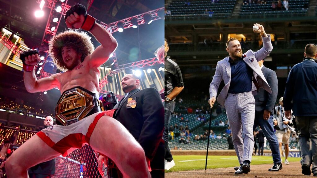 Merab Dvalishvili (L), Conor McGregor (R)