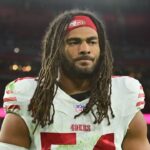 San Francisco 49ers linebacker Fred Warner (54) looks on after losing to the Arizona Cardinals at State Farm Stadium.