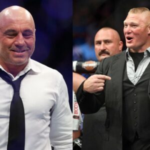 Joe Rogan (L), Brock Lesnar (R)