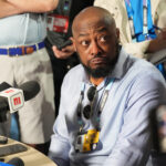 Mar 31, 2025; Palm Beach, FL, USA; Pittsburgh Steelers head coach Mike Tomlin answers questions from the medianduring the NFL Annual League Meeting at The Breakers. Mandatory Credit: Jim Rassol-Imagn Images