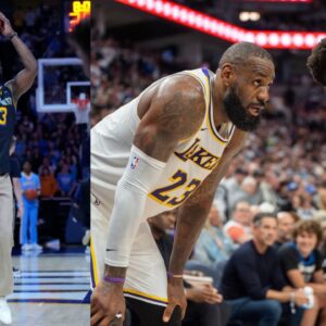 Dwyane Wade (L), LeBron James and Anthony Edwards (R)