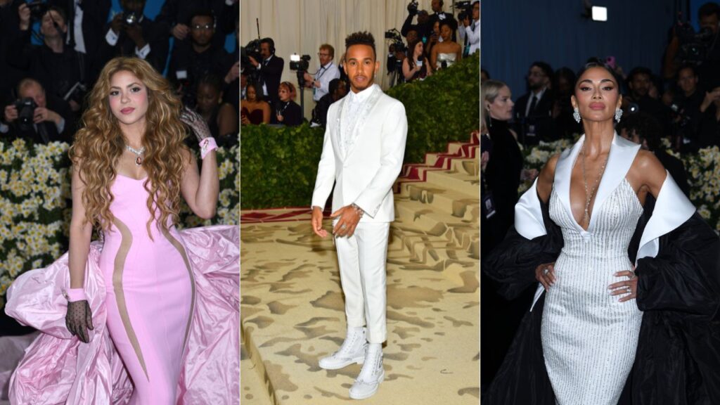 Shakira (L), Lewis Hamilton (M), and Nicole Scherzinger (R)