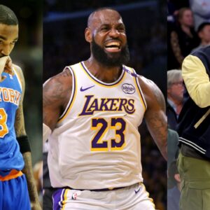 J.R. Smith(L), LeBron James(Center), and Carmelo Anthony(R)