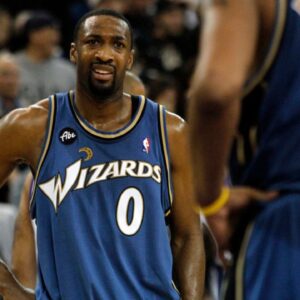 Washington Wizards guard Gilbert Arenas (0) shows his frustration against the Sacramento Kings in the second half at Arco Arena. The Kings defeated the Wizards 112-109.