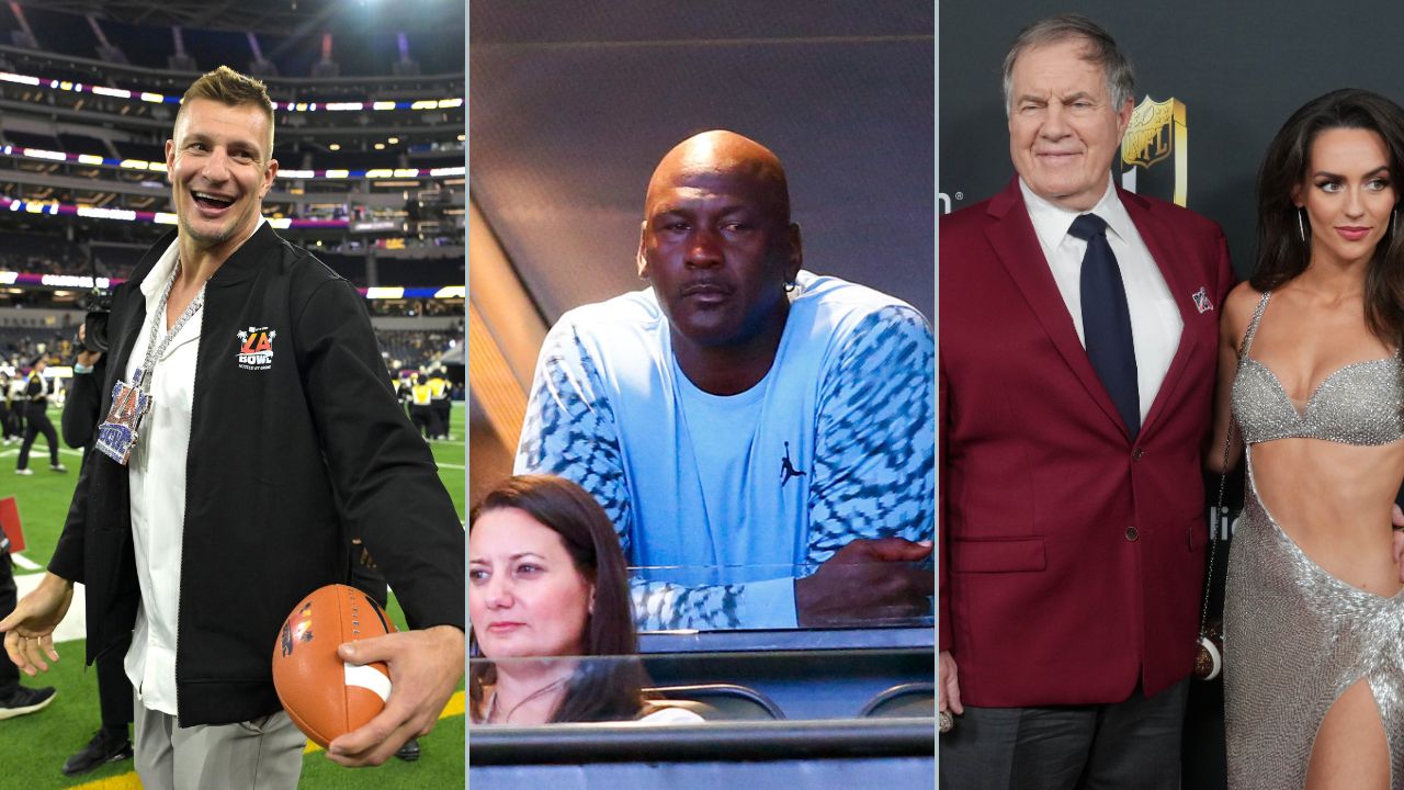 Rob Gronkowski, Michael Jordan, Bill Belichick and Jordon Hudson.