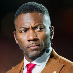 Broadcaster Ryan Clark prior to a game between the Tampa Bay Buccaneers and the Kansas City Chiefs at GEHA Field at Arrowhead Stadium.