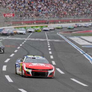 NASCAR Cup Series driver William Byron (24) in front of driver Tyler Reddick (45) during the Coca Cola 600 at Charlotte Motor Speedway.