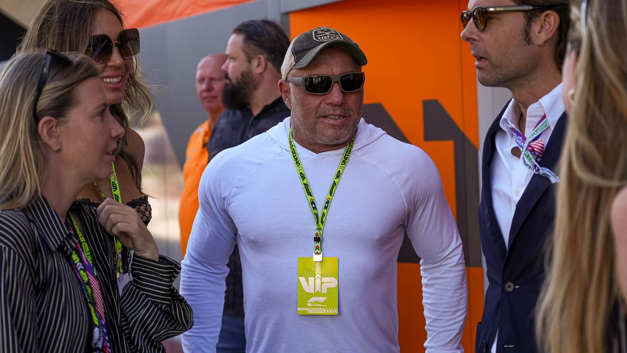 Joe Rogan talks to fans in the paddock at the Formula 1 Pirelli United States Grand Prix at Circuit of the Americas.