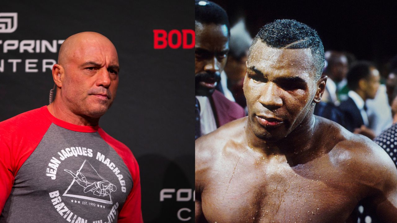 Joe Rogan (L), Mike Tyson (R)