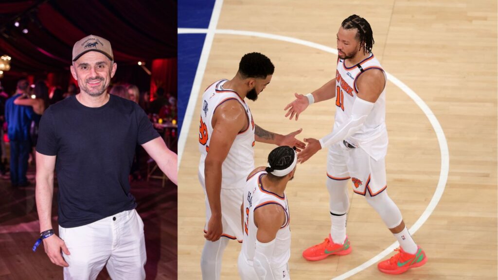 Gary Vee (L), Jalen Brunson, Karl Anthony Towns and Josh Hart (R)