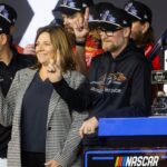NASCAR Xfinity Series team owner Dale Earnhardt Jr and sister Kelley Earnhardt Miller celebrate after winning the 2024 Xfinity Series championship during the Championship race at Phoenix Raceway.