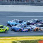 NASCAR Cup Series driver Austin Cindric (2) leads the pack into turn one at Talladega Superspeedway.