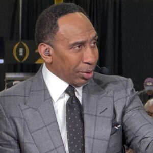 ESPN personality Stephen A. Smith on the ESPN First Take set at the CFP Fan Central at the George World Congress Center