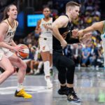 Caitlin Clark (L) and Tyrese Haliburton (R)