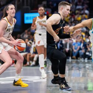 Caitlin Clark (L) and Tyrese Haliburton (R)