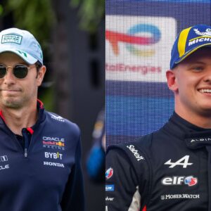 Sergio Perez (L) and Mick Schumacher (R)