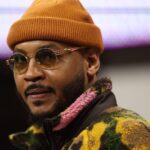 Dec 2, 2023; Atlanta, GA, USA; Former NBA player, Carmelo Anthony before the SEC Championship game at Mercedes-Benz Stadium.