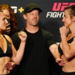 Erin Blanchfield and Maycee Barber face-off following the official weigh-ins at UFC Fight Night