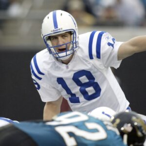 Indianapolis Colts quarterback (18) Peyton Manning in action against the Jacksonville Jaguars at Pro Player Stadium.