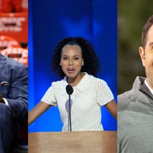 Shaquille O'Neal (L), Kerry Washington (C), Adam Lefkoe (R)