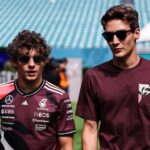 RUSSELL George (gbr), Mercedes AMG F1 Team W16, portrait and KIMI ANTONELLI Andrea (ita), Mercedes AMG F1 Team W16, portrait during the Formula 1 Crypto.com Miami Grand Prix 2025