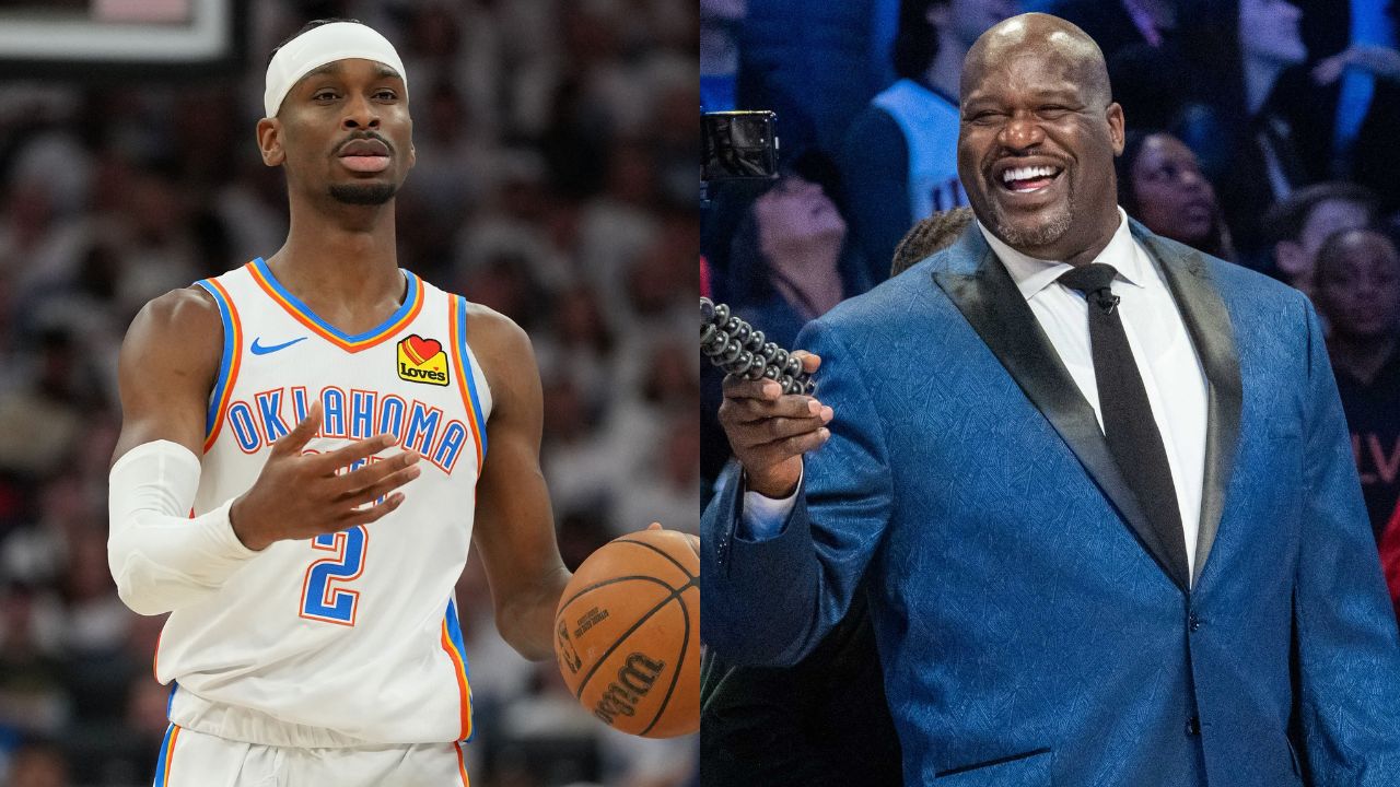 Shai Gilgeous-Alexander (L) and Shaquille O'Neal (R)