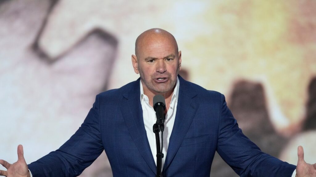 Dana White, CEO of Ultimate Fighting Championship introduces Republican presidential nominee Donald J. Trump during the final day of the Republican National Convention.