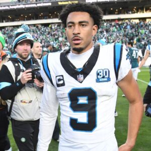 Carolina Panthers quarterback Bryce Young (9) against the Philadelphia Eagles at Lincoln Financial Field.