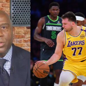 Magic Johnson (L) and Luka Doncic (R)