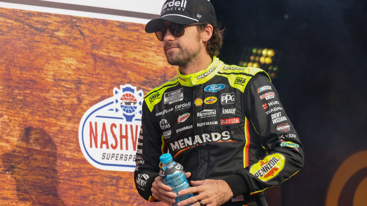 NASCAR Cup Series driver Ryan Blaney (12) during driver introductions for the Cracker Barrel 400 at Nashville Superspeedway.