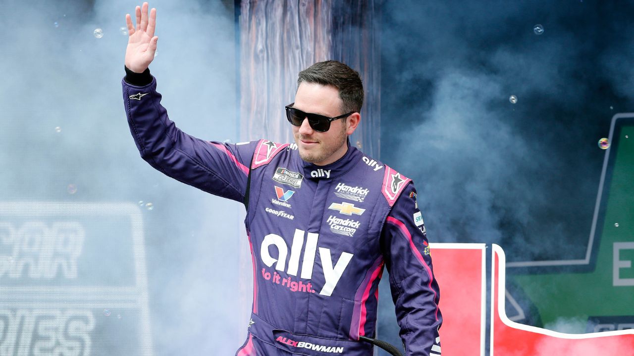 NASCAR Cup Series driver Alex Bowman (48) walks out onto the stage for driver introductions before the EchoPark Automotive Grand Prix at Circuit of the Americas.