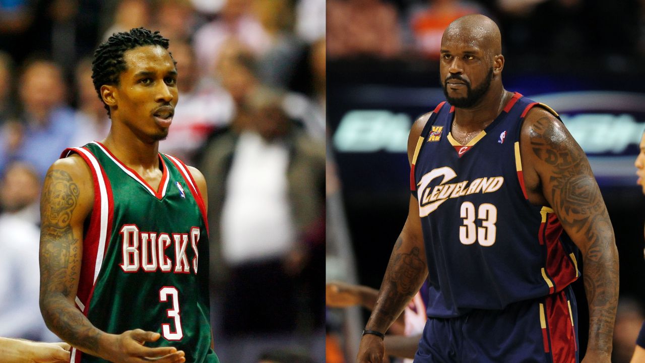 (L) Brandon Jennings (R) Shaquille O'Neal