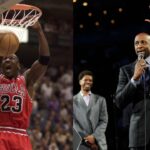 Michael Jordan (L), Alonzo Mourning (R)