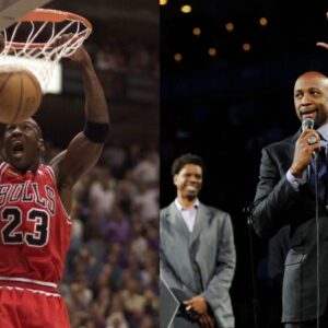 Michael Jordan (L), Alonzo Mourning (R)