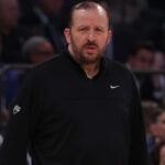 May 29, 2025; New York, New York, USA; New York Knicks head coach Tom Thibodeau looks on in the first quarter against the Indiana Pacers during game five of the eastern conference finals for the 2025 NBA Playoffs at Madison Square Garden