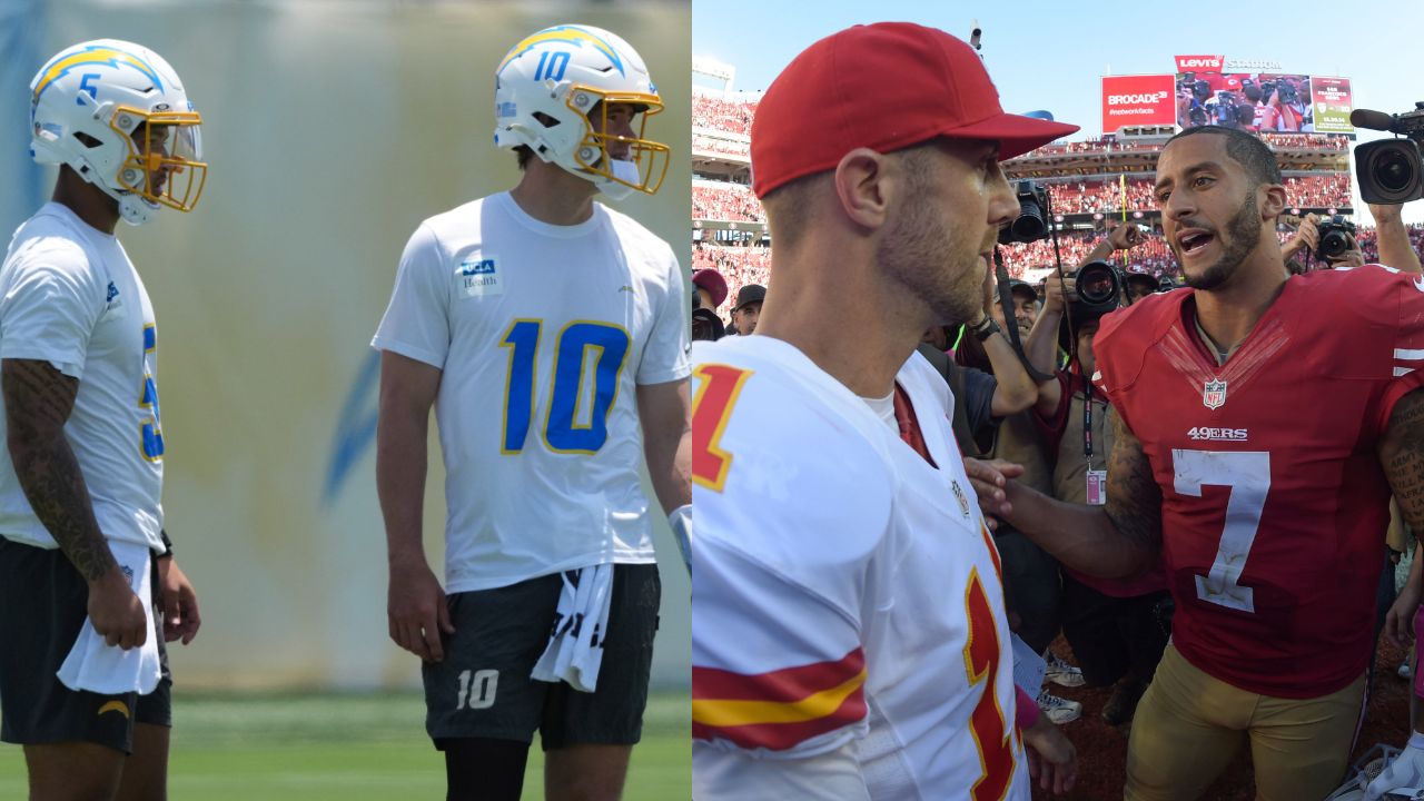 Trey Lance with Justin Herbert; Alex Smith and Colin Kaepernick