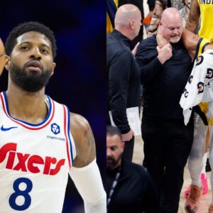 Paul George (L), Tyrese Haliburton (R)